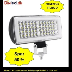 48 watt LED projektører med Halo og blitzblink 12/24 volt