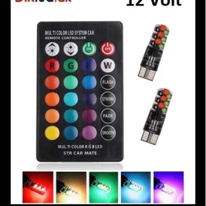 T10 W5W RGB kabinepærer med fjernbetjening (canbus)